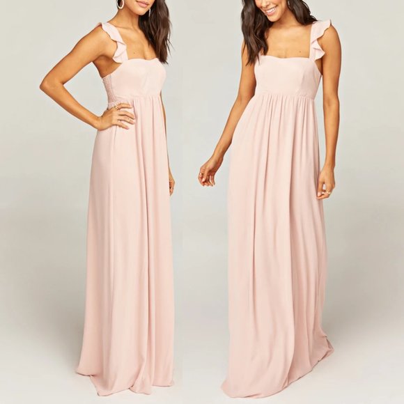Show Me Your MuMu Dresses & Skirts - Show Me Your MuMu June Maxi Bridesmaid Dress in Dusty Blush Crisp